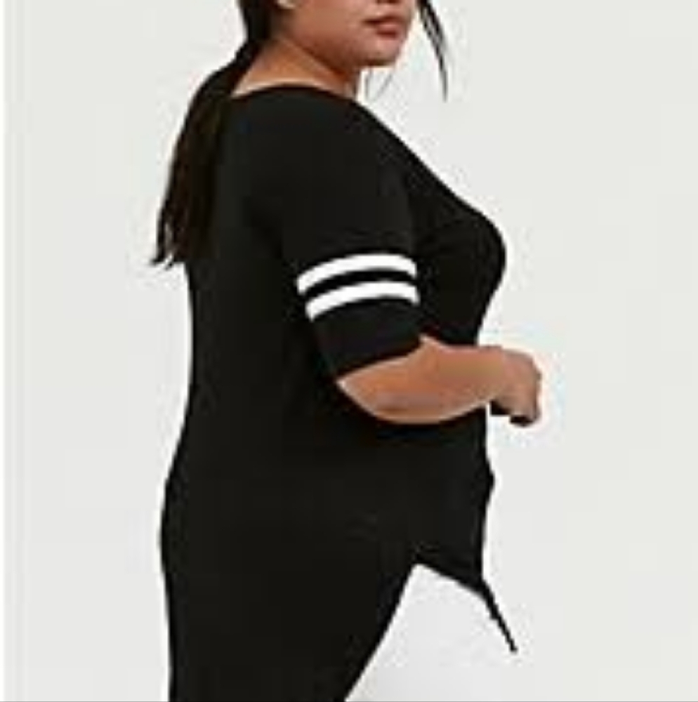 Black Tunic Tee with Football Stripes